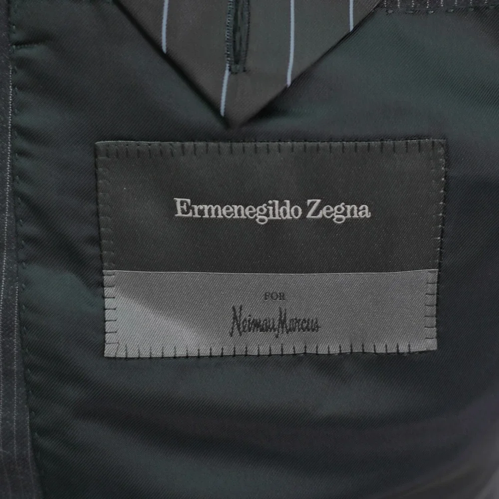 NEW‎ Ermenegildo Zegna Black Striped Trofeo Wool 2 Piece Suit 38L 33 / 32